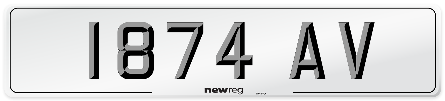1874 AV Number Plate from New Reg